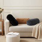 Sierkussen bolvorm 2 stuks 15x40 cm antraciet PV fleece