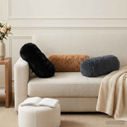 Sierkussen bolvorm 2 stuks 15x40 cm antraciet PV fleece