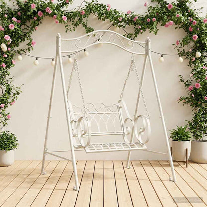 Schommelbank Staal 113 x 121,5 x 168 cm Antiek wit