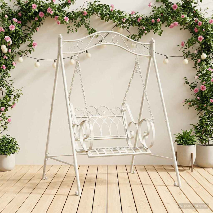 Schommelbank Staal 113 x 121,5 x 168 cm Antiek wit