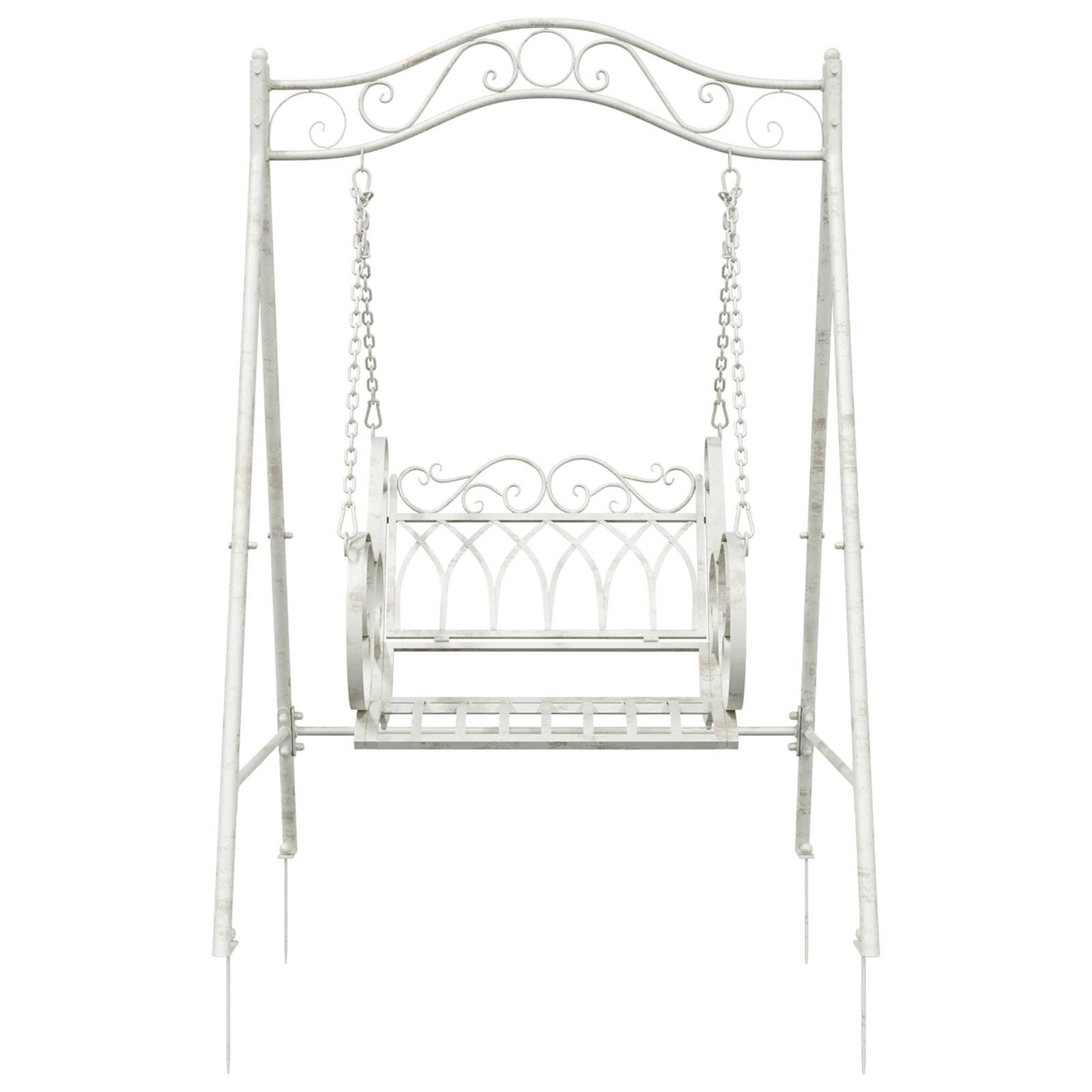 Schommelbank Staal 113 x 121,5 x 168 cm Antiek wit