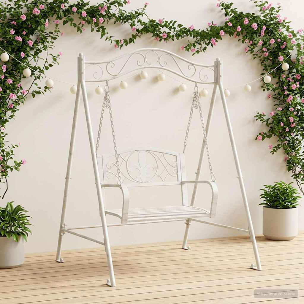 Schommelbank Staal 113 x 121,5 x 168 cm Antiek wit