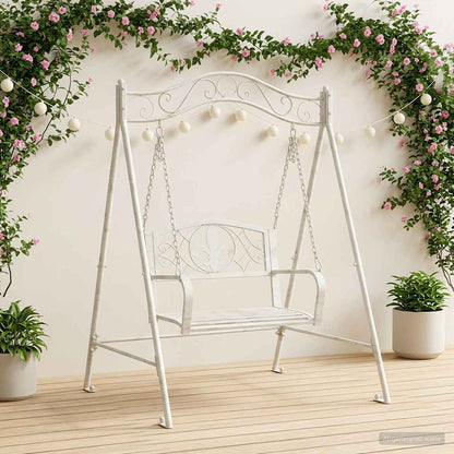 Schommelbank Staal 113 x 121,5 x 168 cm Antiek wit