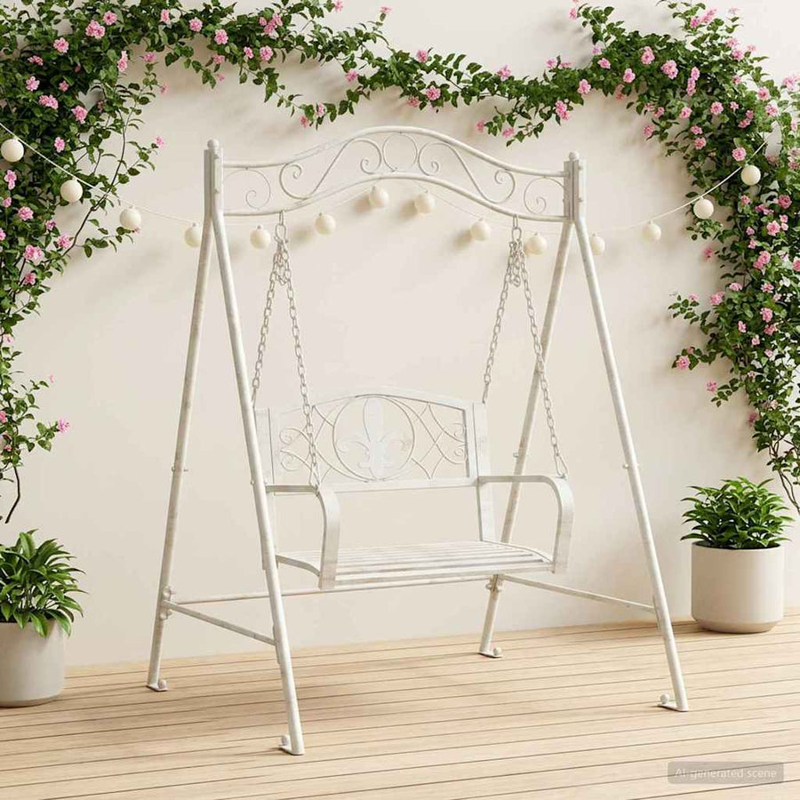 Schommelbank Staal 113 x 121,5 x 168 cm Antiek wit
