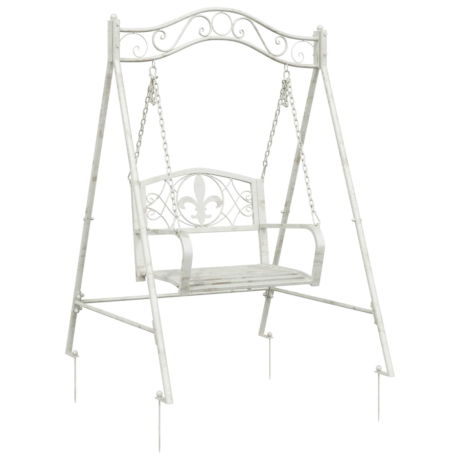 Schommelbank Staal 113 x 121,5 x 168 cm Antiek wit