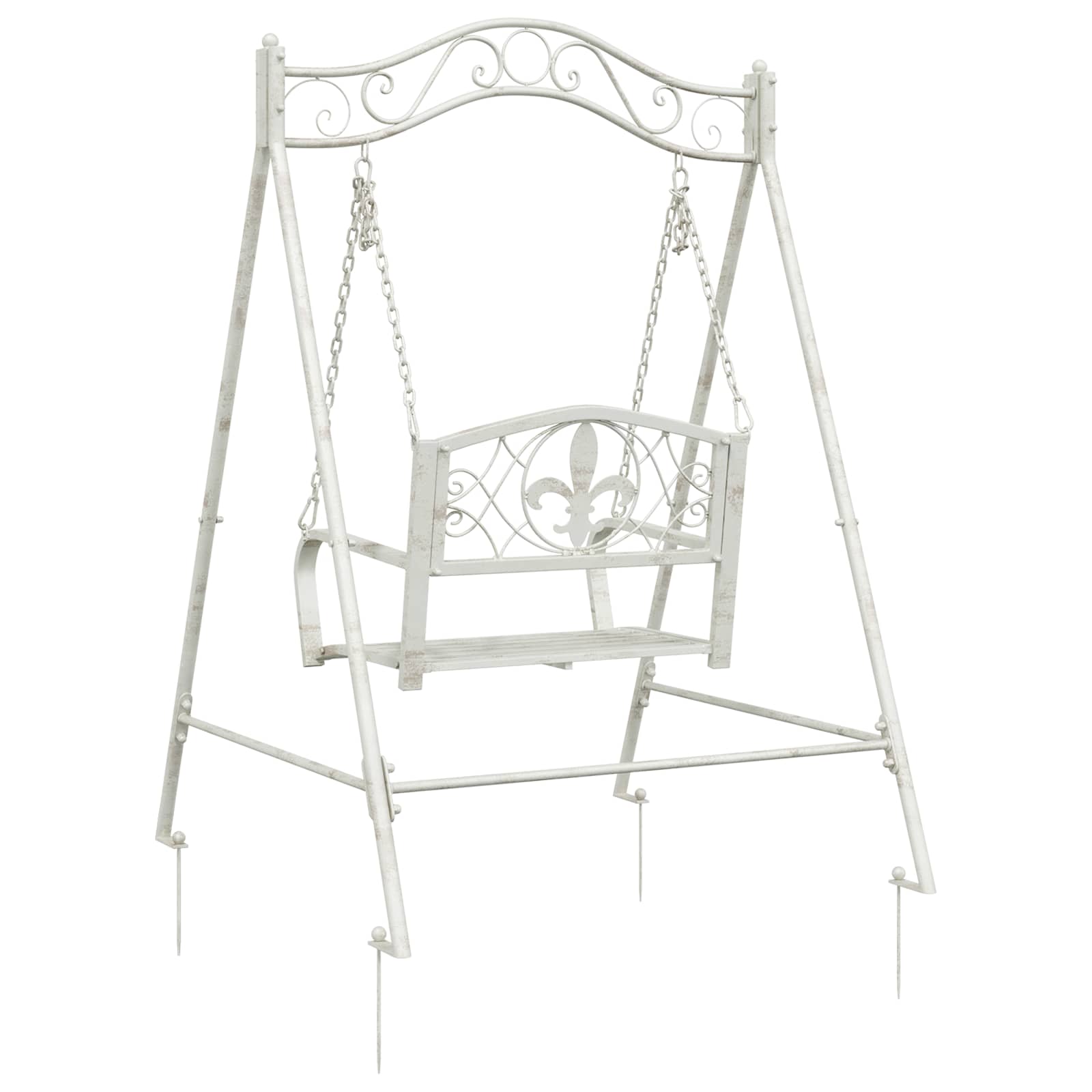 Schommelbank Staal 113 x 121,5 x 168 cm Antiek wit