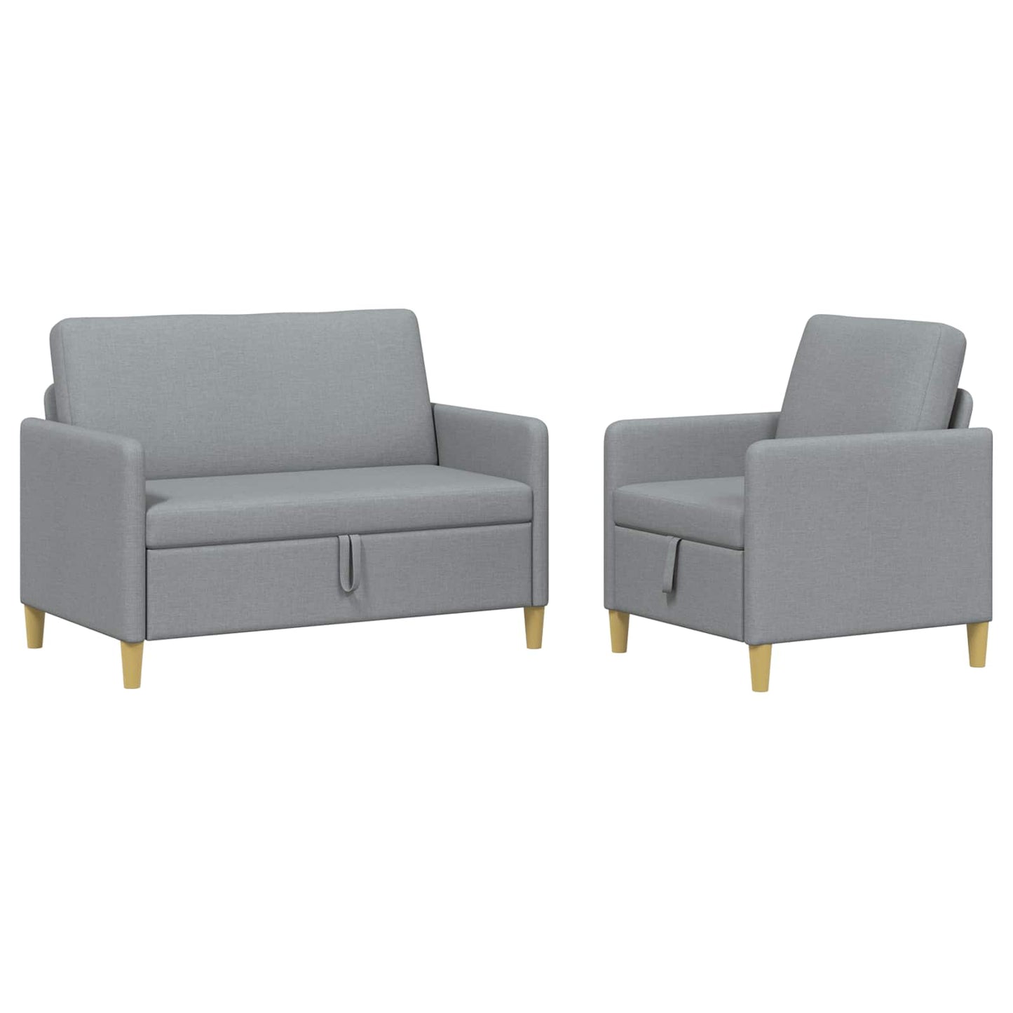 Bankenset met opbergruimte 2 pcs Lichtgrijs Polyester