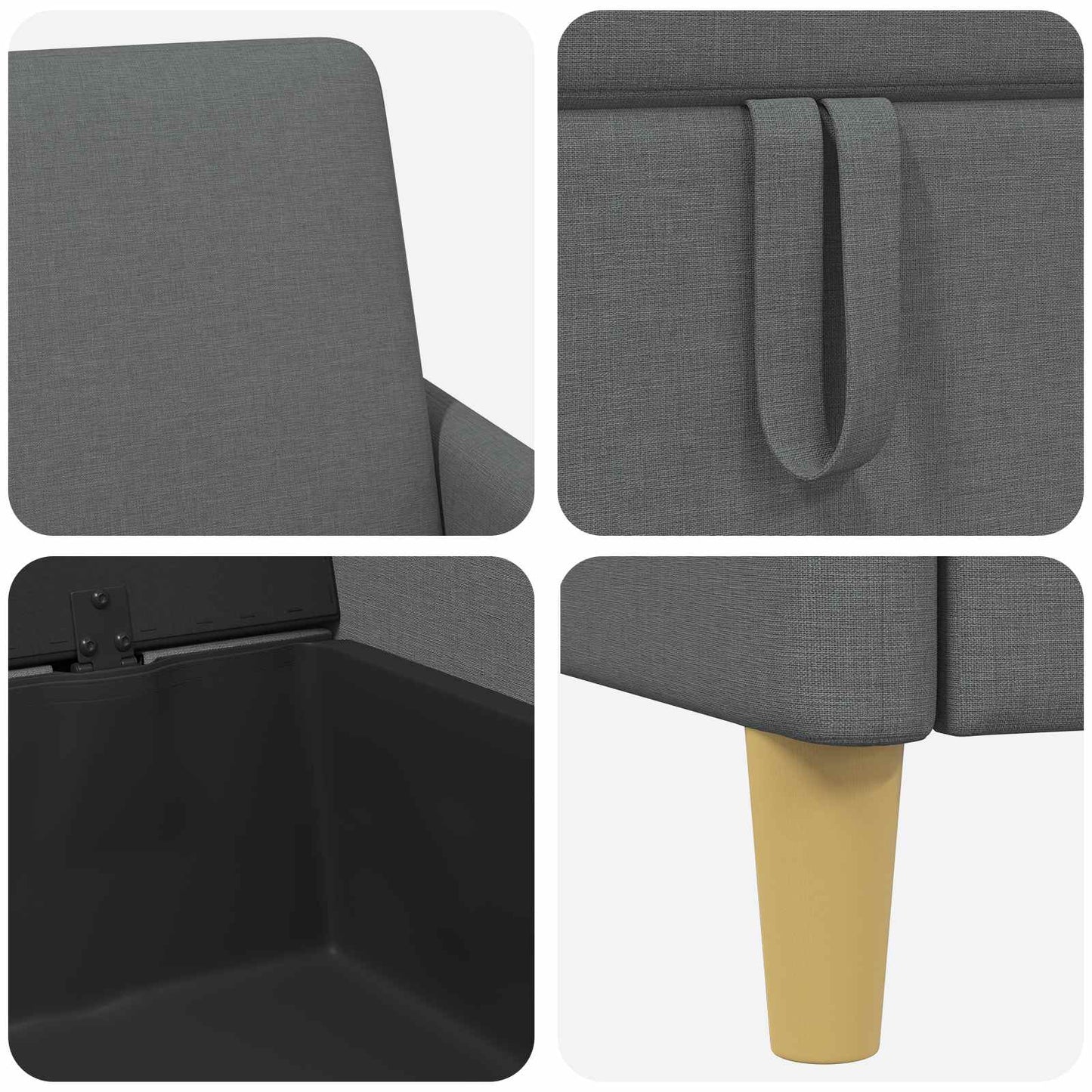 Bankenset met opbergruimte 2 pcs Donkergrijs Polyester