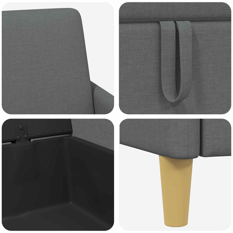 Bankenset met opbergruimte 2 pcs Donkergrijs Polyester