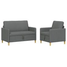 Bankenset met opbergruimte 2 pcs Donkergrijs Polyester