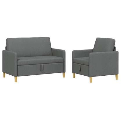 Bankenset met opbergruimte 2 pcs Donkergrijs Polyester
