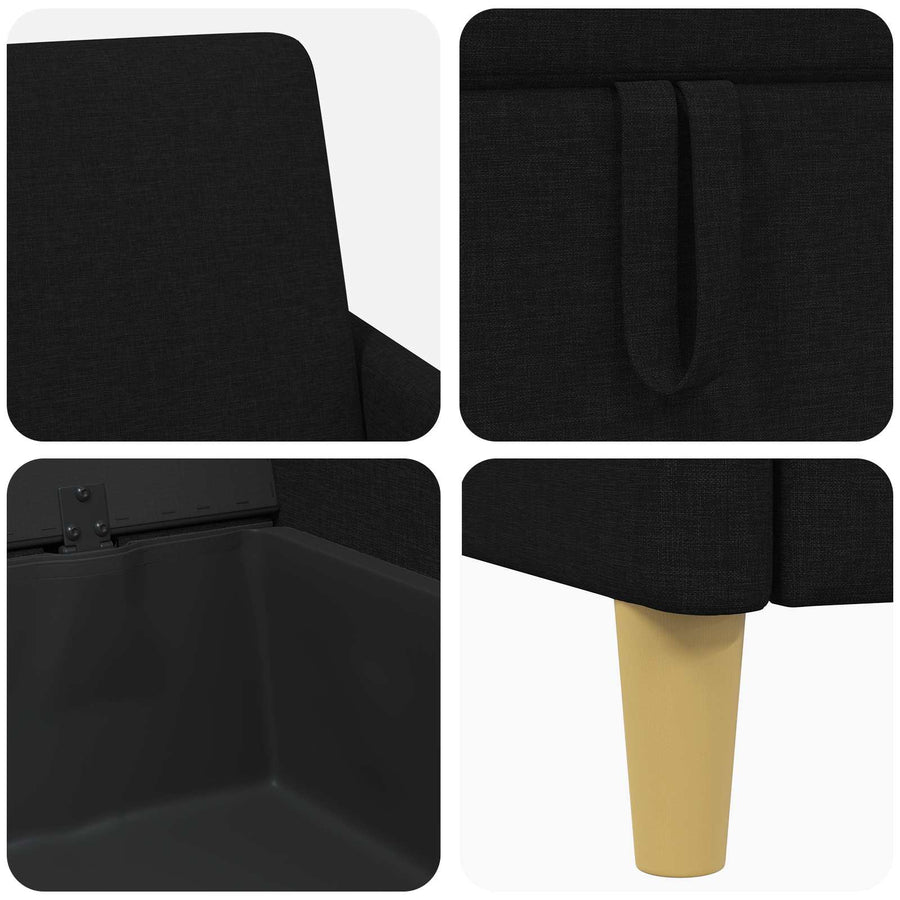 Bankenset met opbergruimte 2 pcs Zwart Polyester