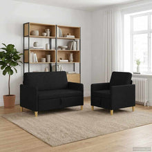 Bankenset met opbergruimte 2 pcs Zwart Polyester