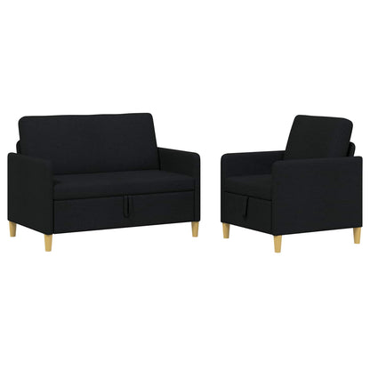 Bankenset met opbergruimte 2 pcs Zwart Polyester