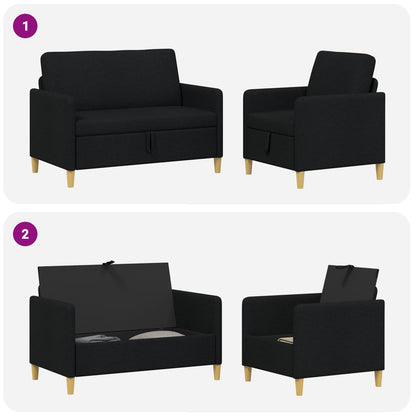 Bankenset met opbergruimte 2 pcs Zwart Polyester