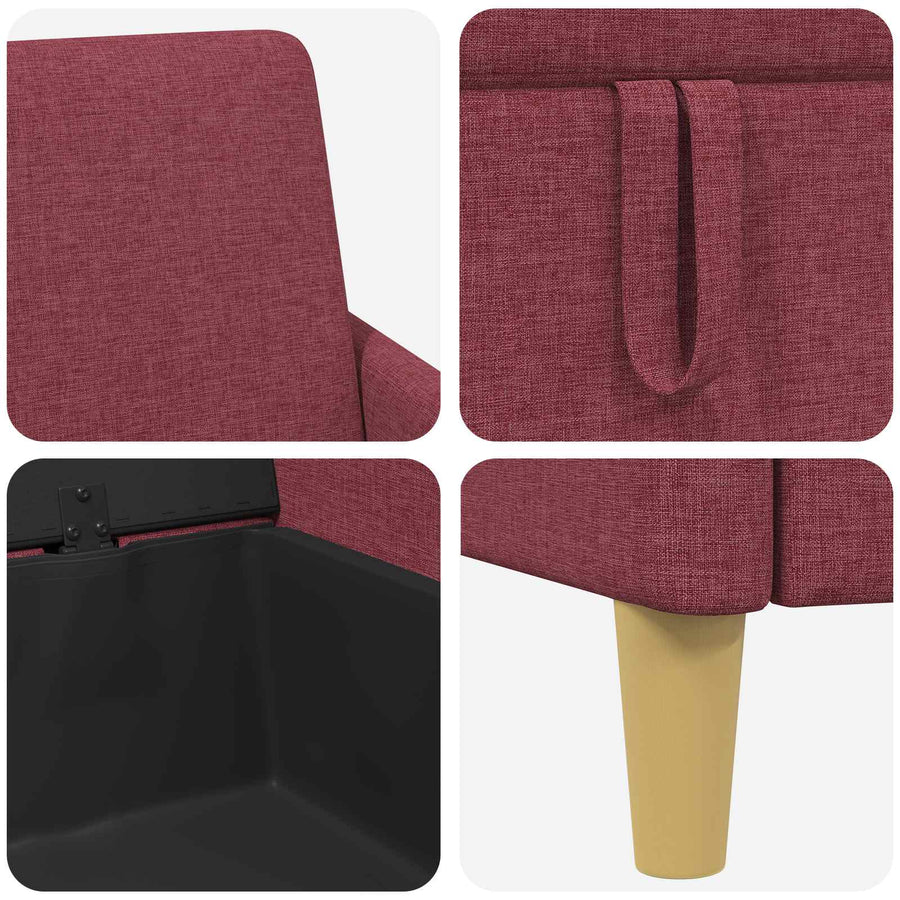 Bankenset met opbergruimte 2 pcs Wijnrood Polyester