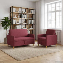 Bankenset met opbergruimte 2 pcs Wijnrood Polyester