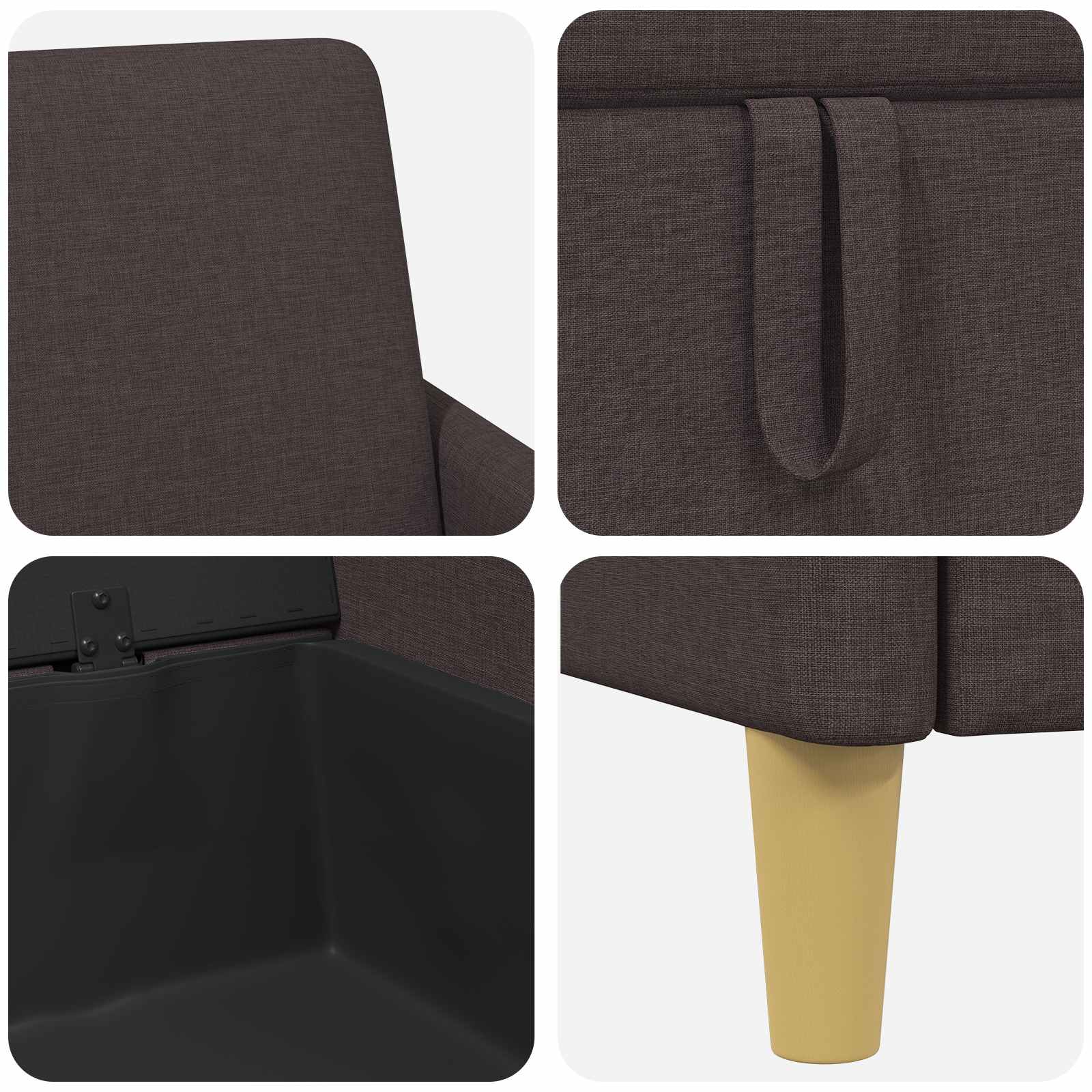 Bankenset met opbergruimte 2 pcs Donkerbruin Polyester