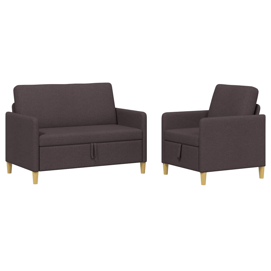Bankenset met opbergruimte 2 pcs Donkerbruin Polyester