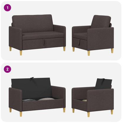 Bankenset met opbergruimte 2 pcs Donkerbruin Polyester