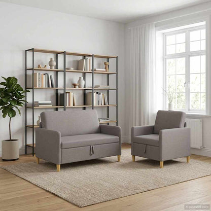 Bankenset met opbergruimte 2 pcs Taupe Polyester