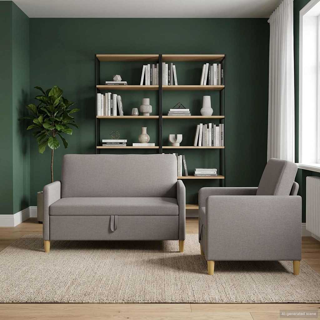Bankenset met opbergruimte 2 pcs Taupe Polyester