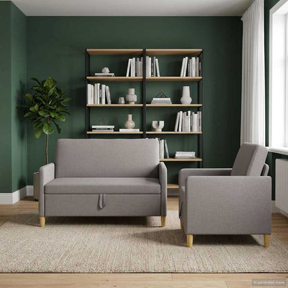 Bankenset met opbergruimte 2 pcs Taupe Polyester