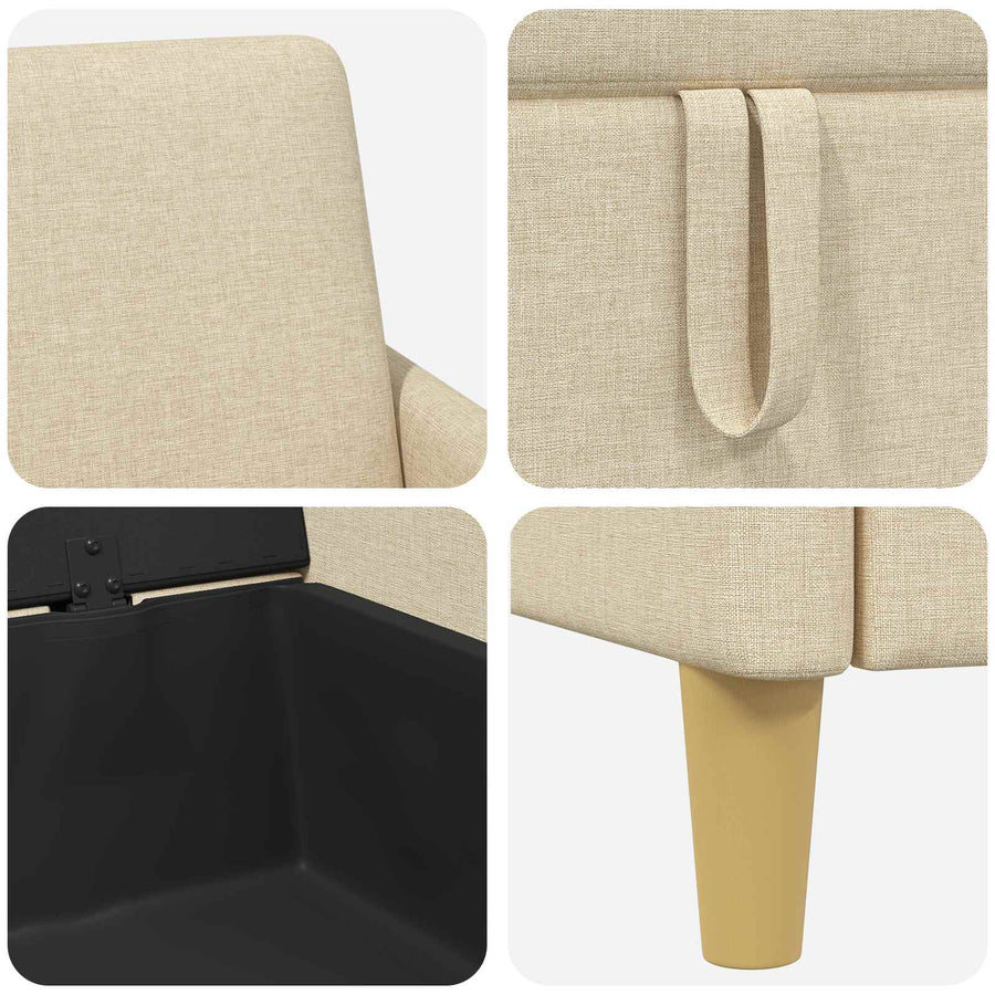 Bankenset met opbergruimte 2 pcs Crèmekleurig Polyester
