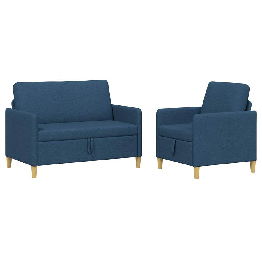 Bankenset met opbergruimte 2 pcs Blauw Polyester