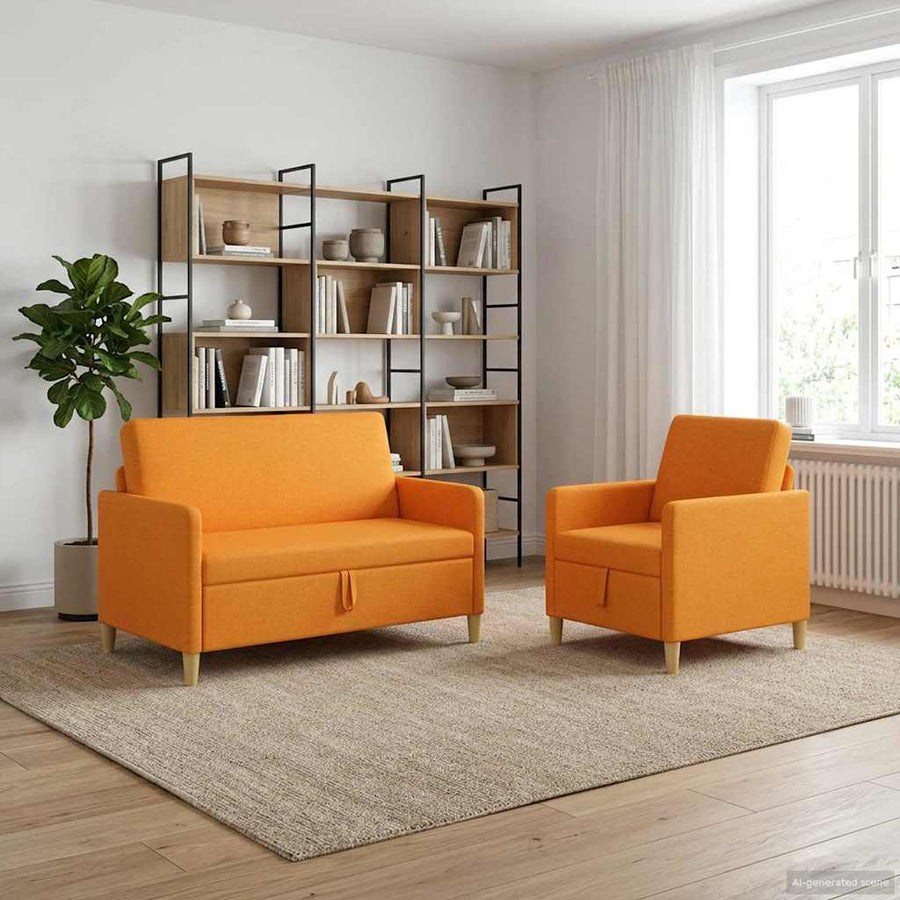 Bankenset met opbergruimte 2 pcs Donkergeel Polyester