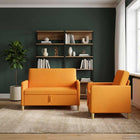 Bench Set with Storage 2 pcs Dark Yellow Polyester