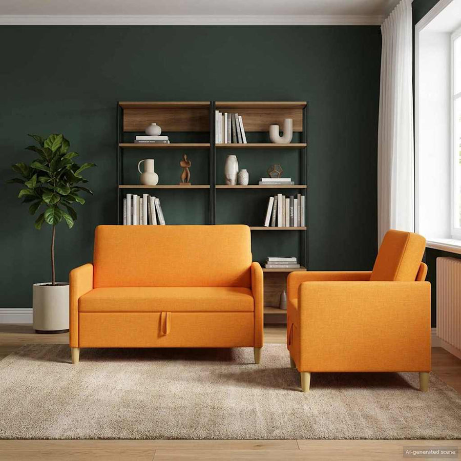 Bankenset met opbergruimte 2 pcs Donkergeel Polyester