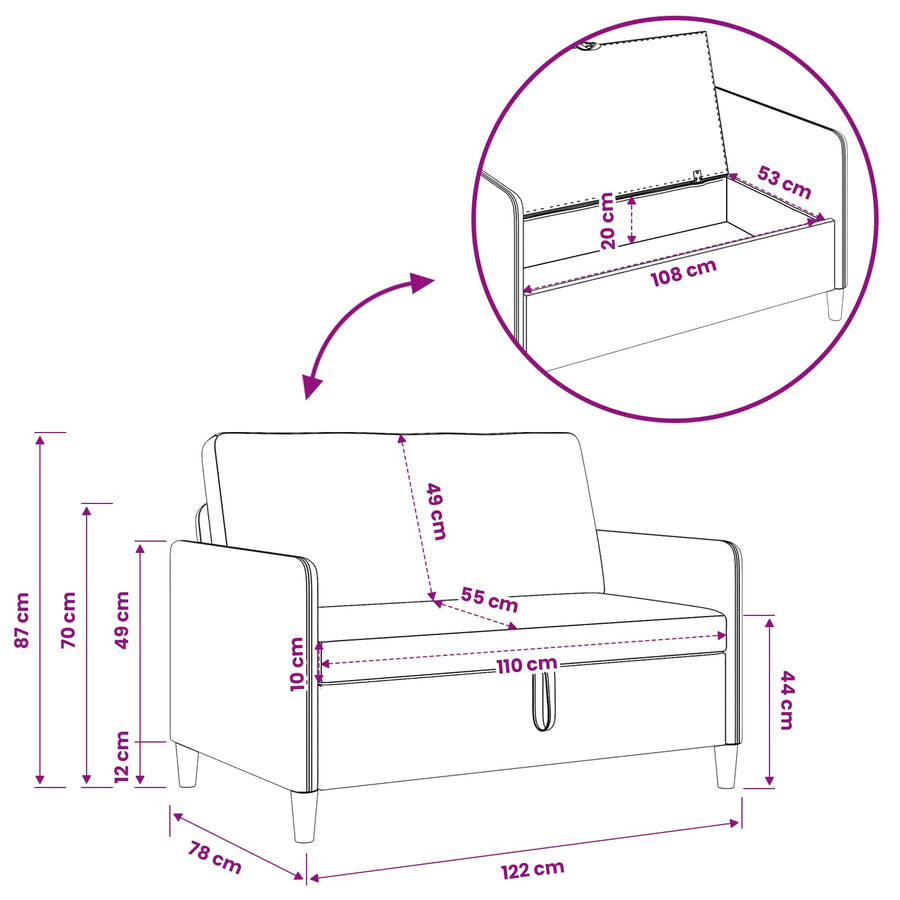 Bankenset met opbergruimte 2 pcs Donkergeel Polyester