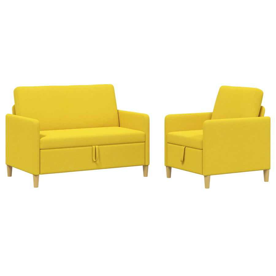 Bankenset met opbergruimte 2 pcs Lichtgeel Polyester