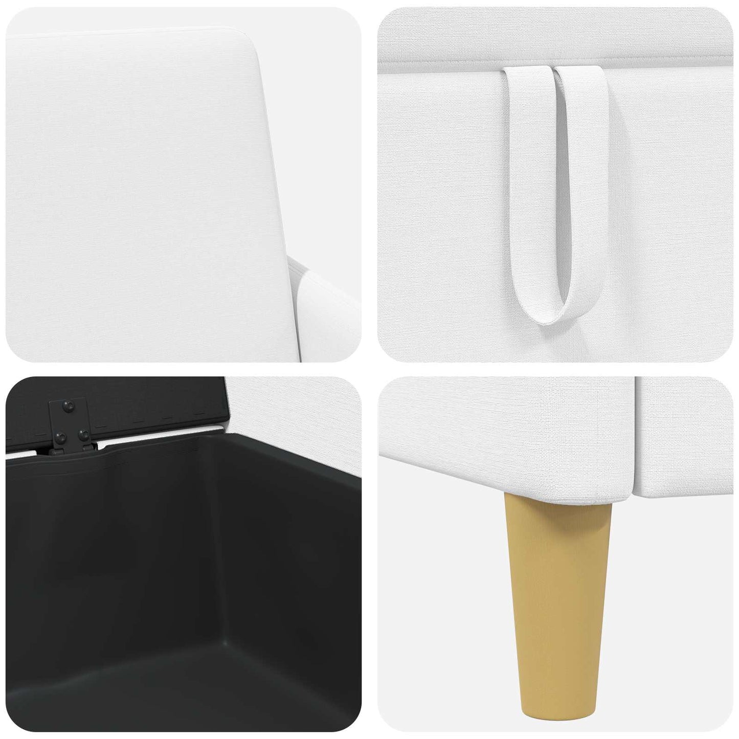 Bankenset met opbergruimte 2 pcs Wit Polyester