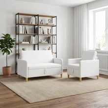 Bankenset met opbergruimte 2 pcs Wit Polyester
