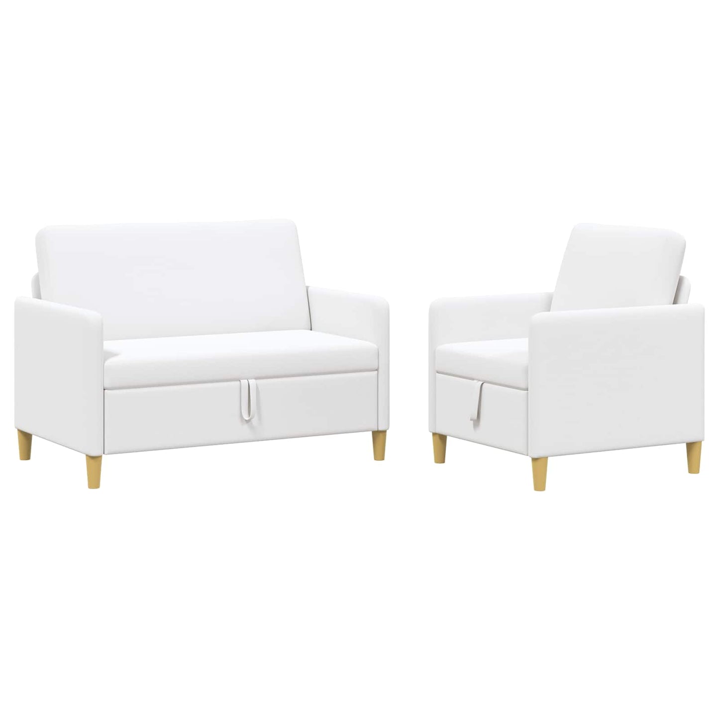Bankenset met opbergruimte 2 pcs Wit Polyester