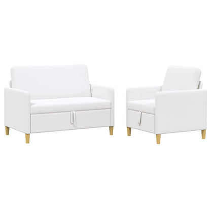 Bankenset met opbergruimte 2 pcs Wit Polyester