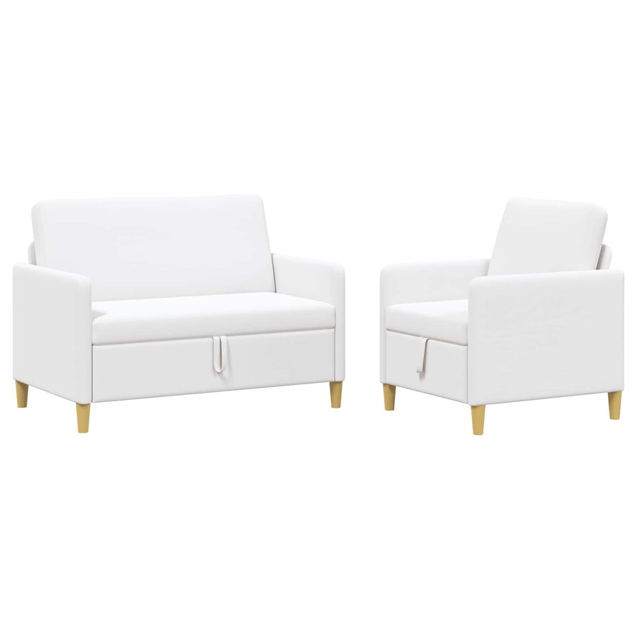 Bankenset met opbergruimte 2 pcs Wit Polyester