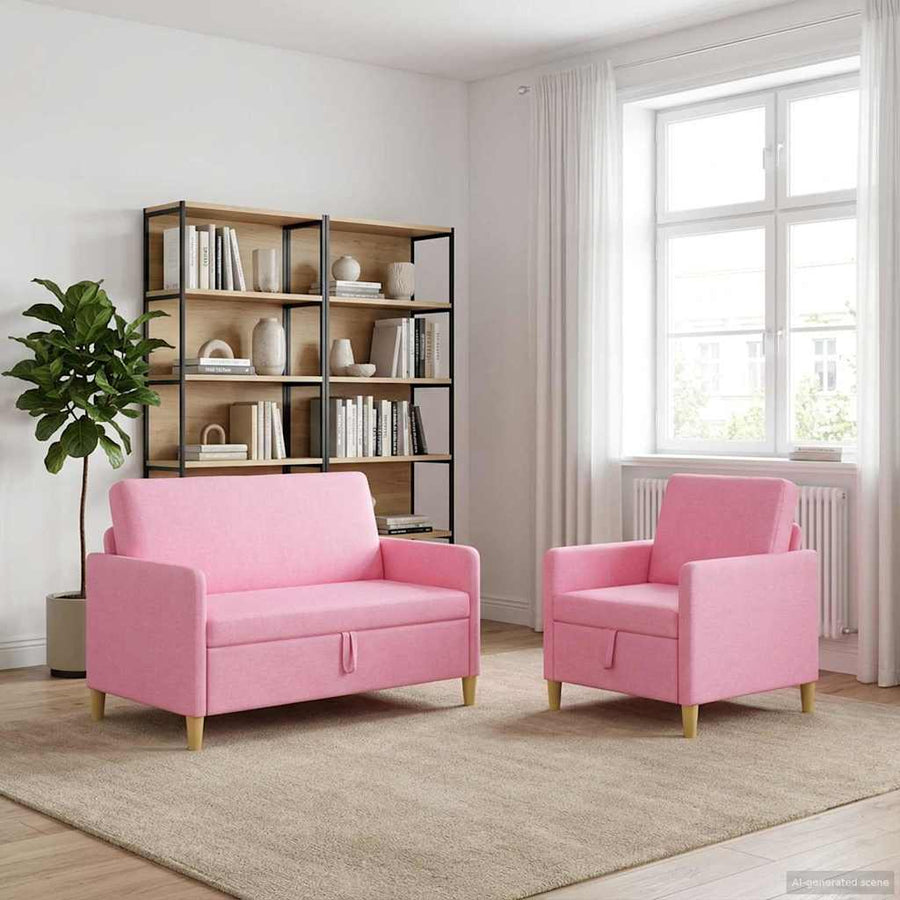 Bankenset met opbergruimte 2 pcs Roze Polyester