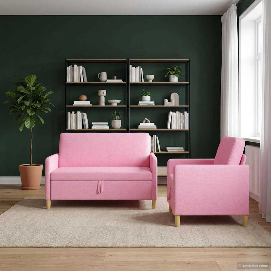 Bankenset met opbergruimte 2 pcs Roze Polyester