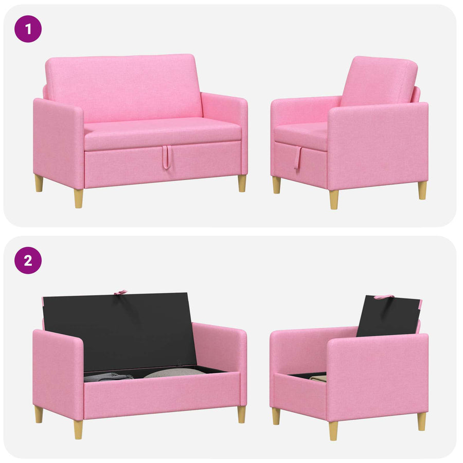 Bankenset met opbergruimte 2 pcs Roze Polyester