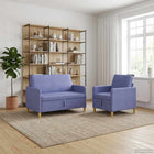Bench Set with Storage 2 pcs Denim Blue Polyester