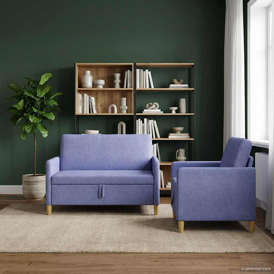 Bankenset met opbergruimte 2 pcs Jeans Blauw Polyester
