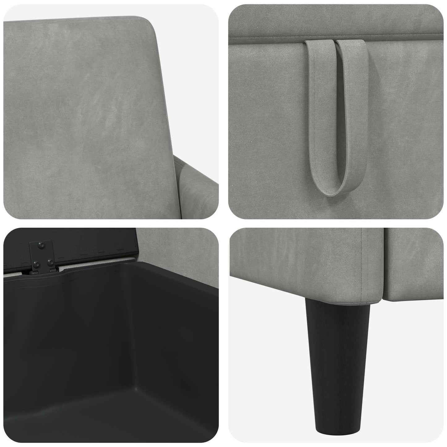 Bankenset met opbergruimte 2 st Lichtgrijs Polyester