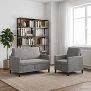 Bankenset lichtgrijs polyester met opbergruimte