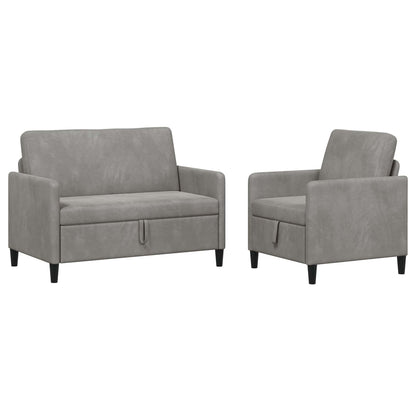 Bankenset met opbergruimte 2 st Lichtgrijs Polyester