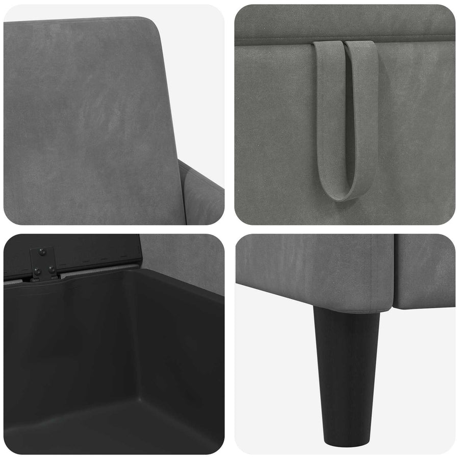 Bankenset met opbergruimte 2 st Donkergrijs Polyester
