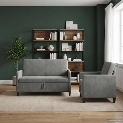 Bankenset met opbergruimte 2 st Donkergrijs Polyester