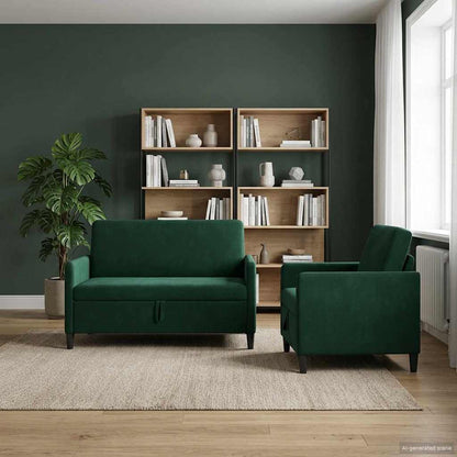 Bankenset met opbergruimte 2 st Donkergroen Polyester